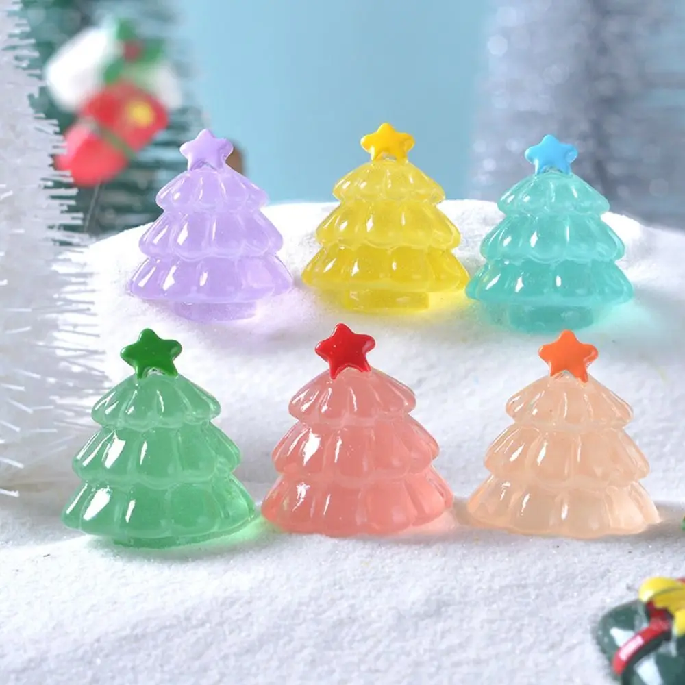 

10Pcs Cartoon Luminous Tree Christmas Ornament Glowing Noctilucent Christmas Tree Miniature Statue Micro Landscape Home Decor