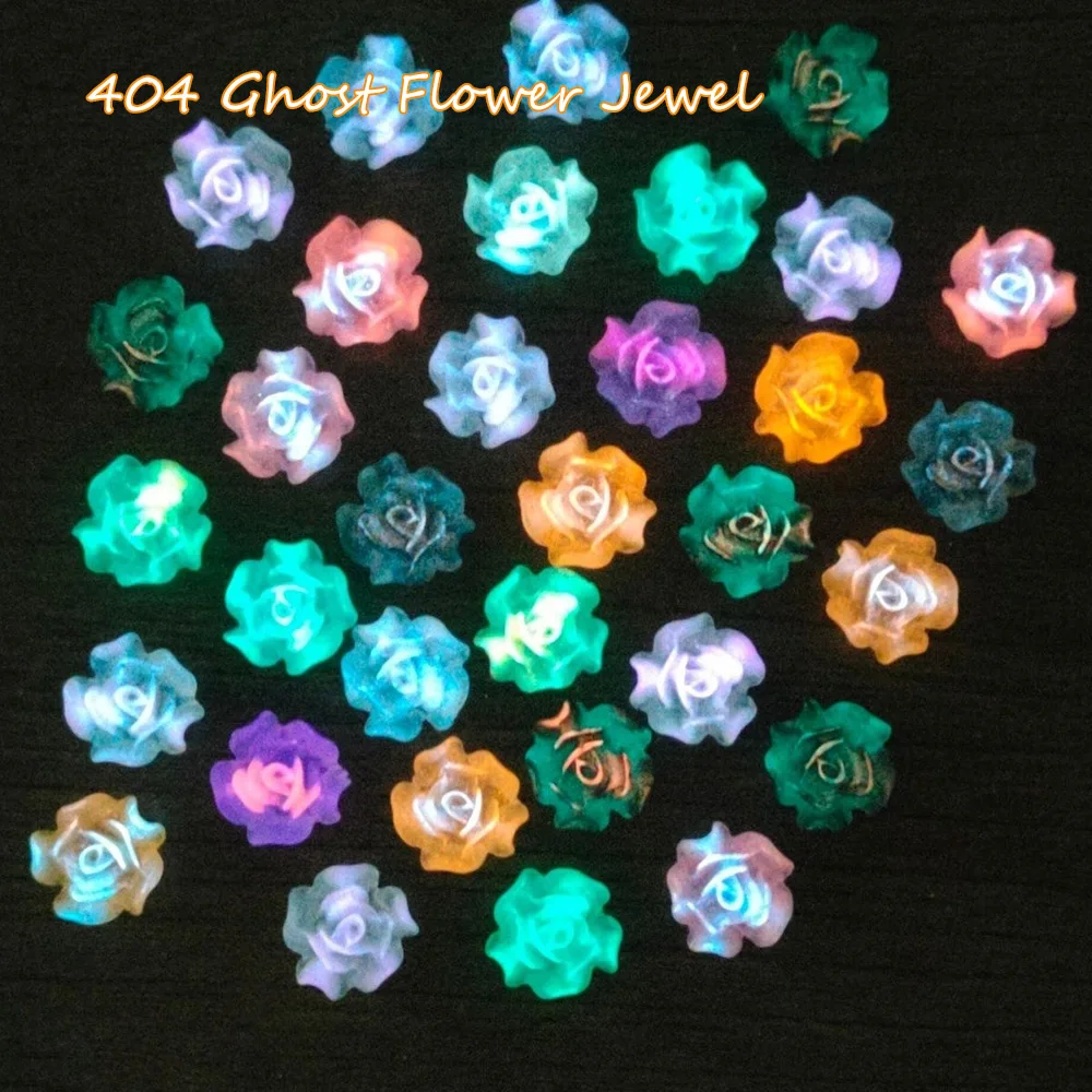 

-Ghost Flower- Glowing Camellia Accessory Gradient Candy Mix Colors Rose Decoration Creative DIY Floral Shape Resin Ornament 404