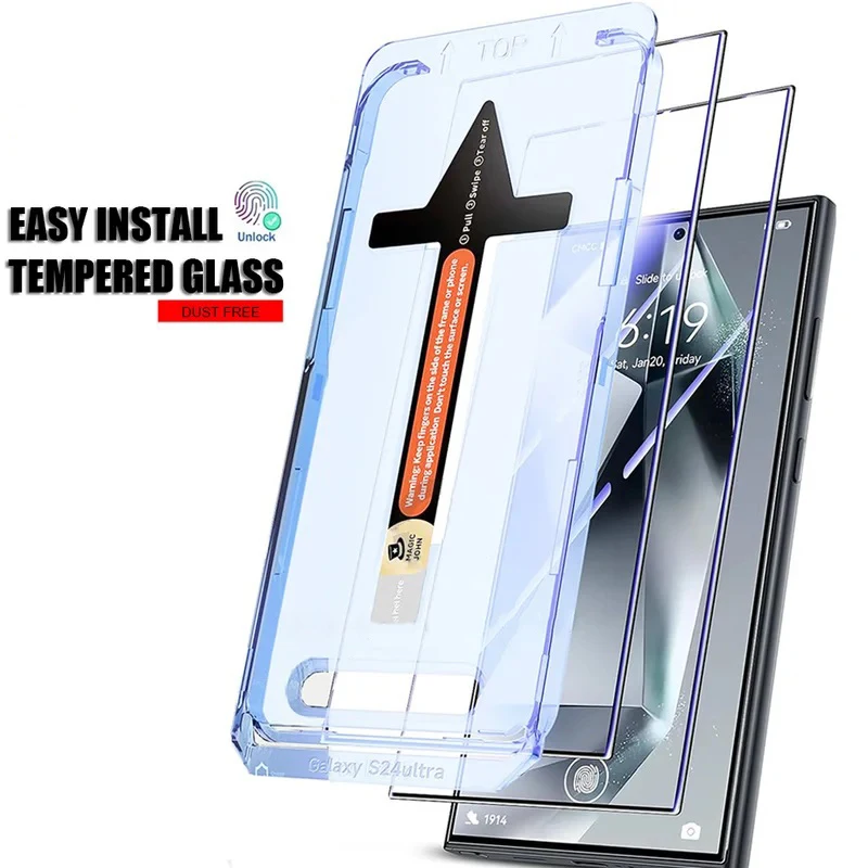 

For Samsung S22 S23 s21 Plus Screen Protector Galaxy S24 Ultra Dust Free Easy Installation Tempered Glass Film with Install Kit