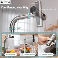 ก๊อกน้ำในครัวแบบดึงออกได้ 360 °   ก๊อกผสมอ่างล้างจานแบบหมุนได้, หัวฉีดน้ำสแตนเลส, ก๊อกผสมน้ำร้อนและน้ำเย็น 2