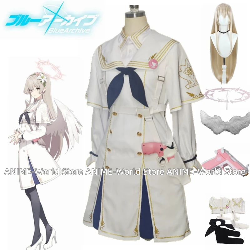 

Game Blue Archive Kirihuji Nagisa Cosplay Costume Women Cute Party Dress Halloween Uniform Clothing Wig Shoes Headwear prop