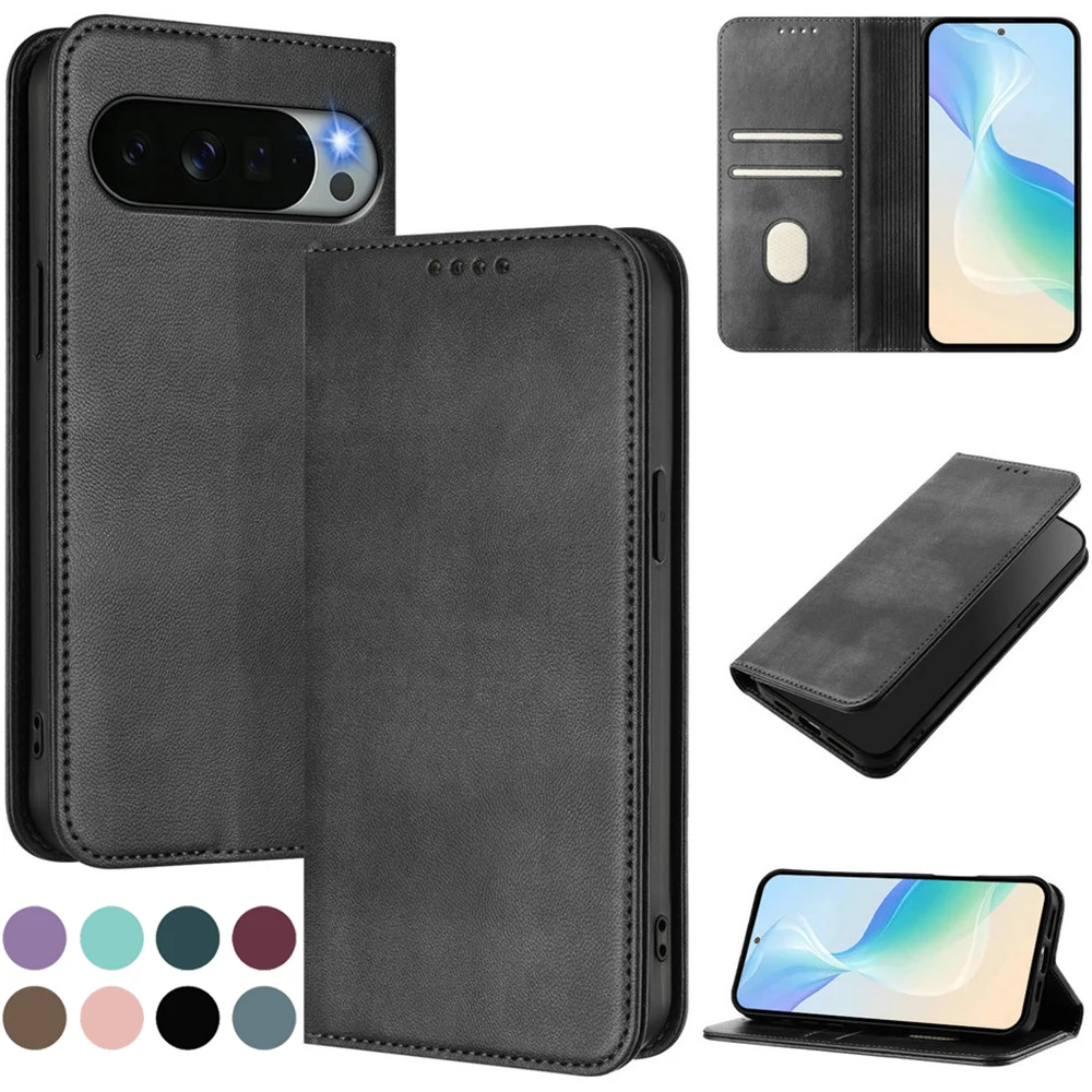 Premium RFID Leather Wallet Flip Case with Magnetic Closure