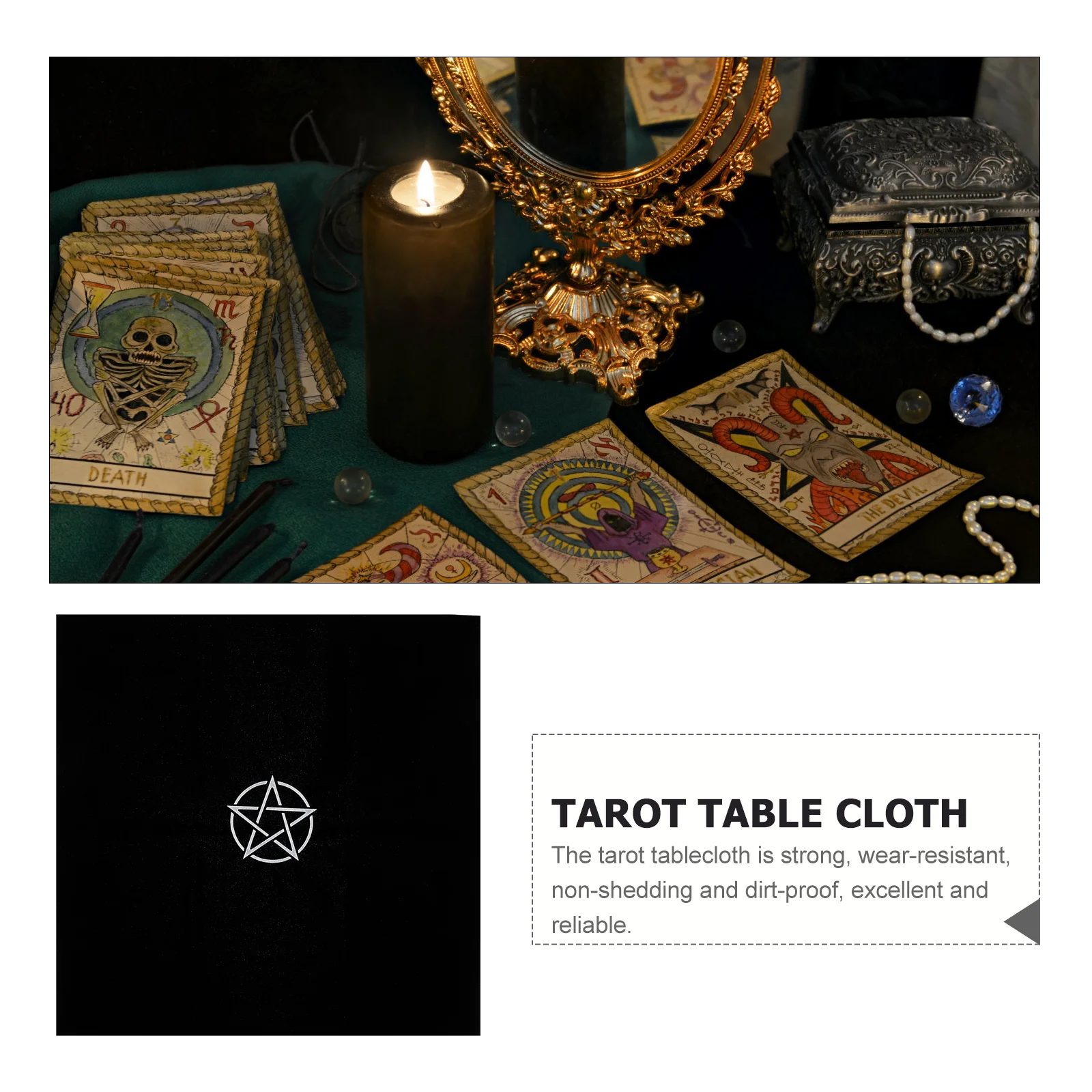 Tarot Tablecloth Tablecloths Pentacle Black Cover Divination Decoration Decorate 6