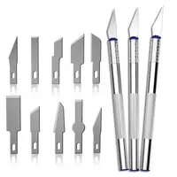 13pcs Metal Carving Knife Portable Storage Box includes 3pcs Carving Handles 10pcs Knife Blades DIY Repair Tools Carving Knife 2