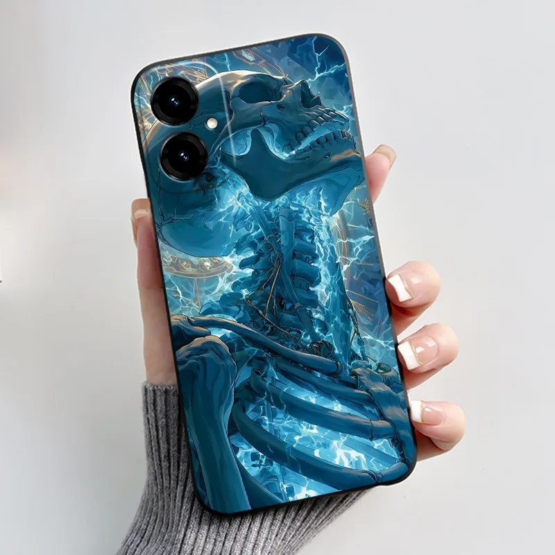 Elegant Black Phone Case with Golden Flower Pattern - Anti-Scratch Soft Casing