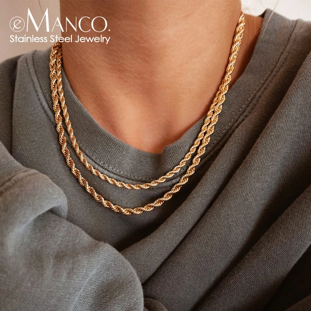 Width 2/4/6mm Stainless Steel Gold Rope Chain Necklace Statement Swag 316L  Stainless Steel Twisted Necklace Chain Gold - Price history & Review, AliExpress Seller - Michley Stainless Steel Jewelry Co.,Ltd.