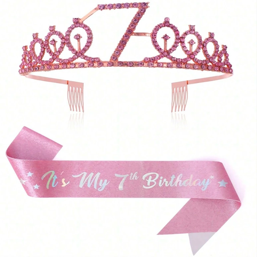 Geburtstags-Tiara Krone Schärpe für Frauen und Mädchen, Dies ist mein 4., 5., 6., 7., 8., 9., 10., 13., 16. Geburtstag, Party-Dekoration, Geschenke – Detail 8