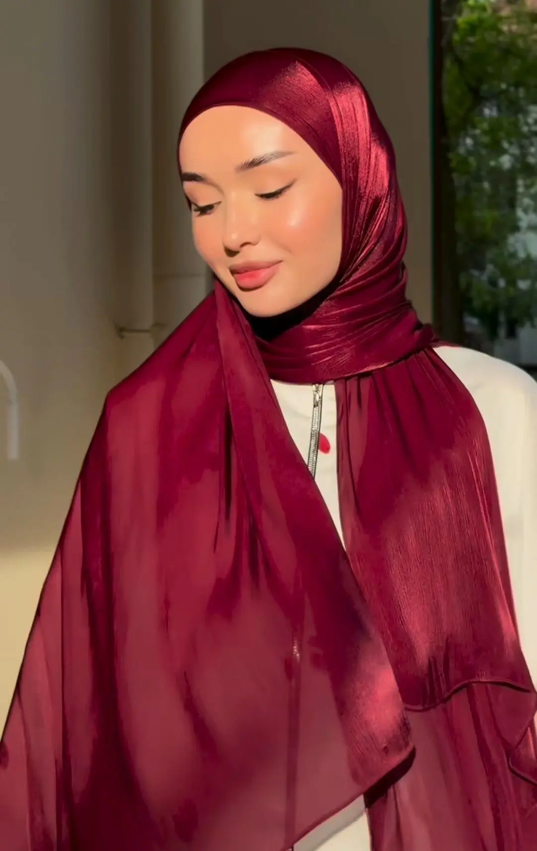المرأة تسلق مسلم الحجاب وشاح الأساسية الصلبة الحرير مثل أنيقة لامع لينة الحجاب العربية شال عمامة أشرطة رأس باندانا
