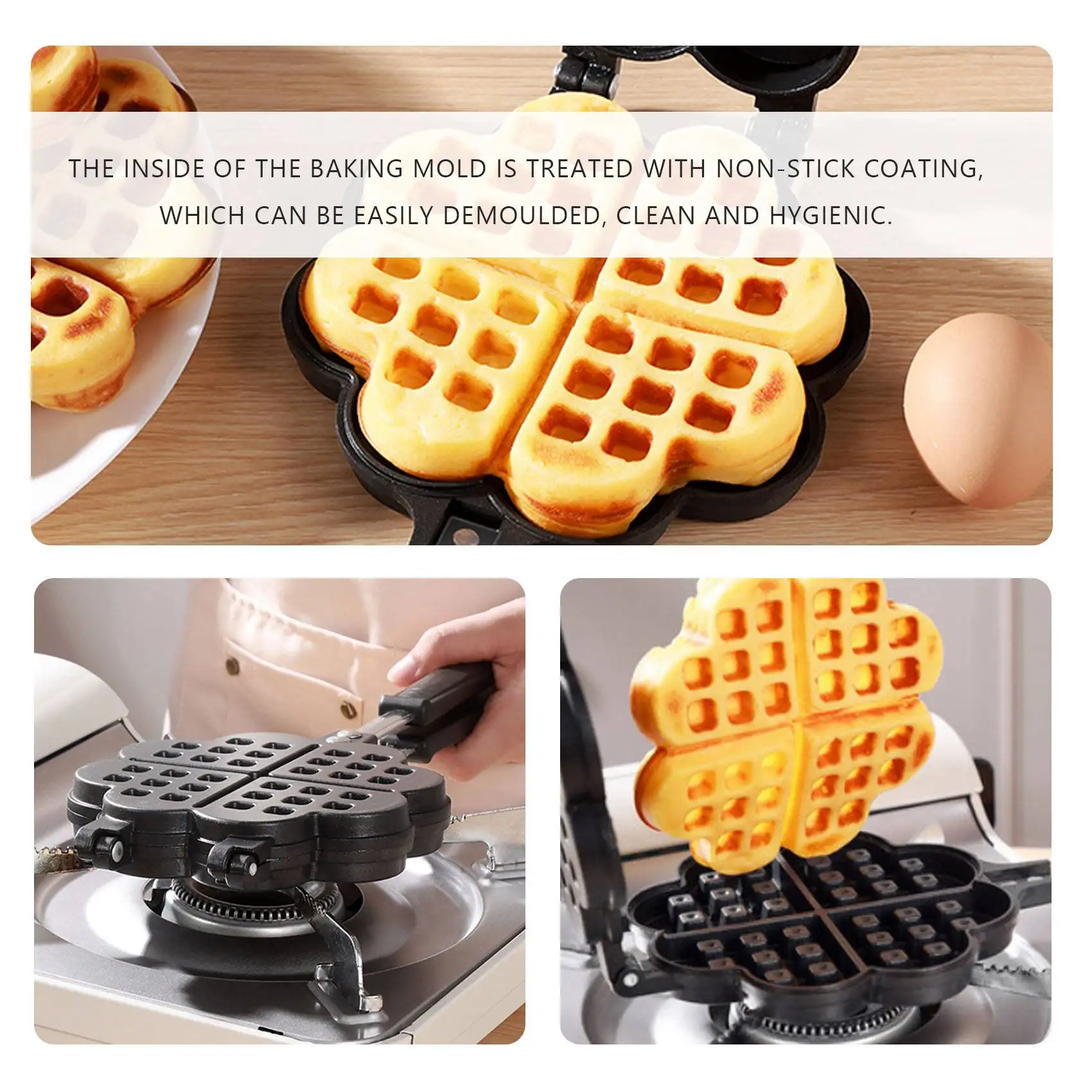Gas-Type Household Love Waffle Mold Baking Mold Household Non-Stick Cake Pan DIY Waffle Maker 4