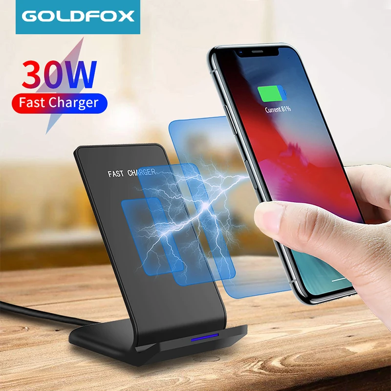 30W Qi Wireless Charger Stand Fast Charging Dock Station For Samsung S20 S10 Xiaomi iPhone 12 11 Pro X XS Max XR 8 Phone Holder 1