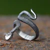 Fashion 316L Stainless Steel Viking Rattler Snake Ring Punk Cool Gothic Women Men Unisex Serpent Jewelry free shipping 4
