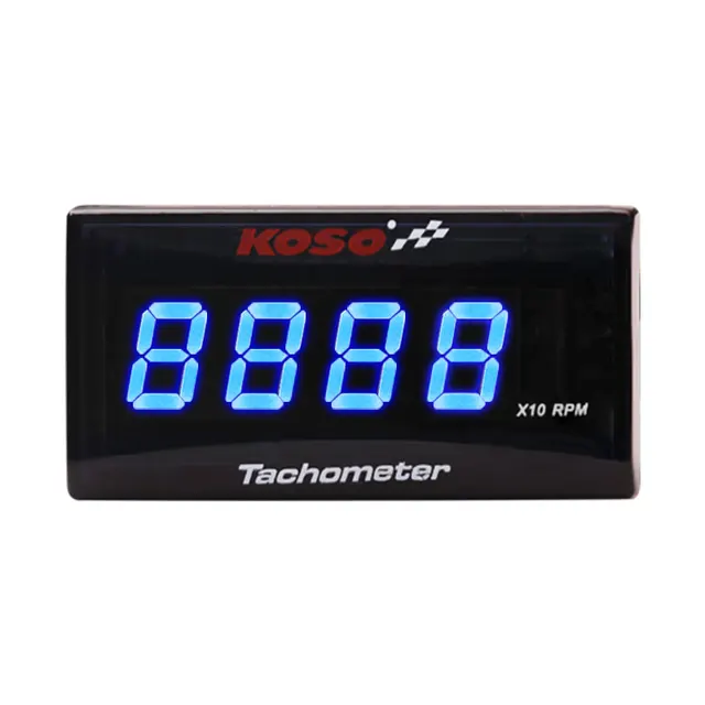 Koso Mini RPM Meter Digital Square LCD Display Engine Tach Hour Meter Tachometer Gauge for BMW YAMAHA KAWASAKI Racing Motorcycle rpm-Blue