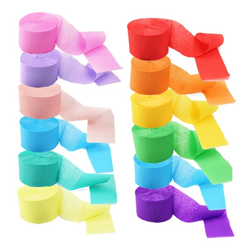 GiveU 6roll/lot Total 150m DIY Crepe Paper Streamers Wedding Party Streamers Event & Party Baby Shower Party Wedding Background Decoration - View #3