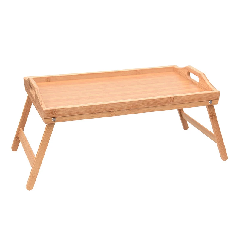 Bamboo Bed Tray Table with Folding Legs Handle Foldable Serving Laptop Tray Snack Breakfast Bed Table Drawing bed tray table