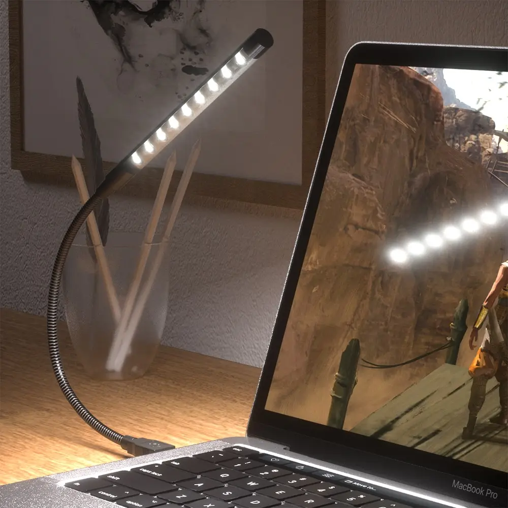 USB LED Book Light USB Powered Metal Material 10 LED Flexible Night Lamp For Laptop PC Computer Notebook Book Reading Lights book light