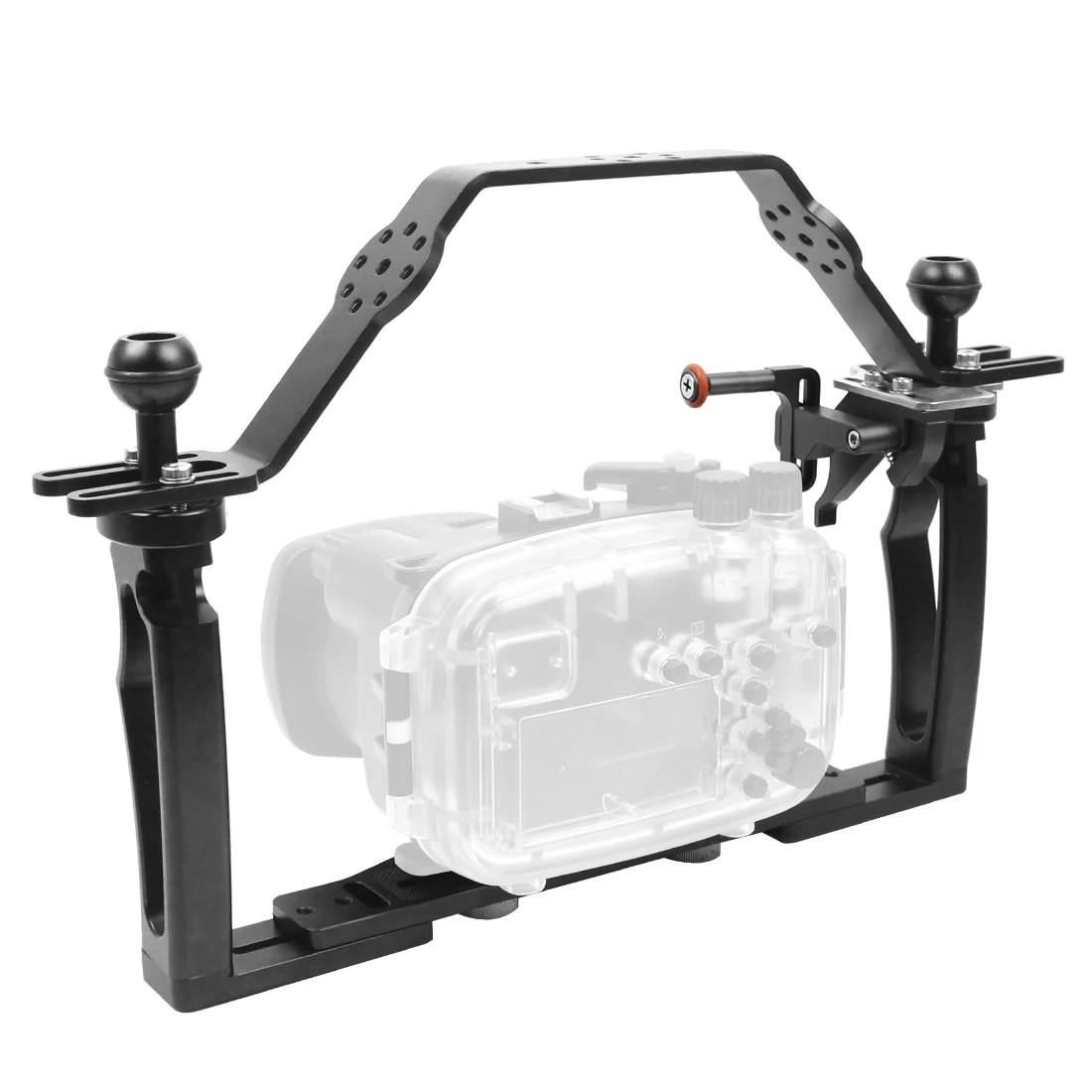 Tauchen Tablett Dual Griff Grip Expansion Lift Up Mount Aluminium Handheld LED Blitzlicht Halterung DSLR Unterwasser Fotografie Werkzeug – Detail 25