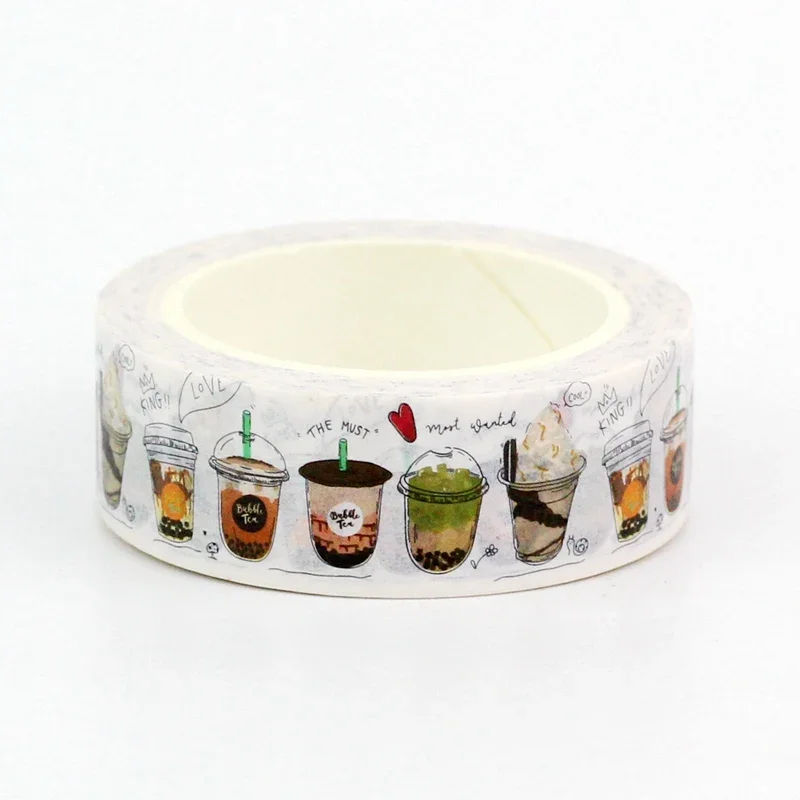 NEW 1PC 10M Decor Set of Bubble Pearl Milk Tea Coffee Washi Tape for Scrapbooking Craft   Masking Tape Cute Journal Stationery 2