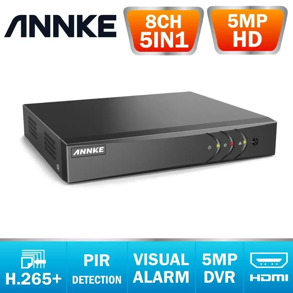 Network Video Recorder ANNKE 8CH 5MP Lite 5in1 HD TVI CVI AHD IP Security DVR Recorder H.265+ Video Recorde Email Alert Motion Detection