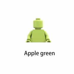 Set of 6 Non - Toxic Mini Building Blocks - DIY Pure Color Character Accessories - 6pcs (Apple green)