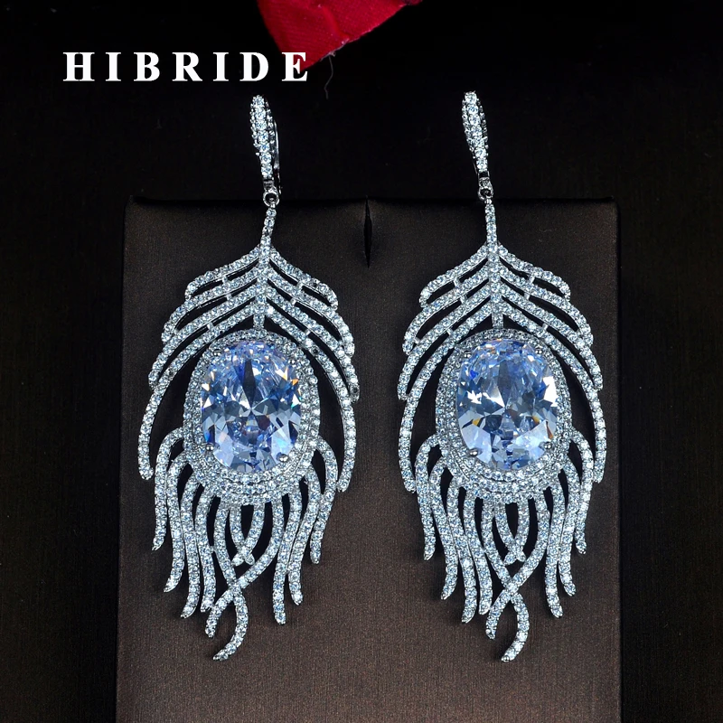 

Fashion Beautiful Big Luxury Crystal Cubic Zircon Round Cut Women Bride Drop Earrings Dangle Earring Pendientes mujer moda E-718