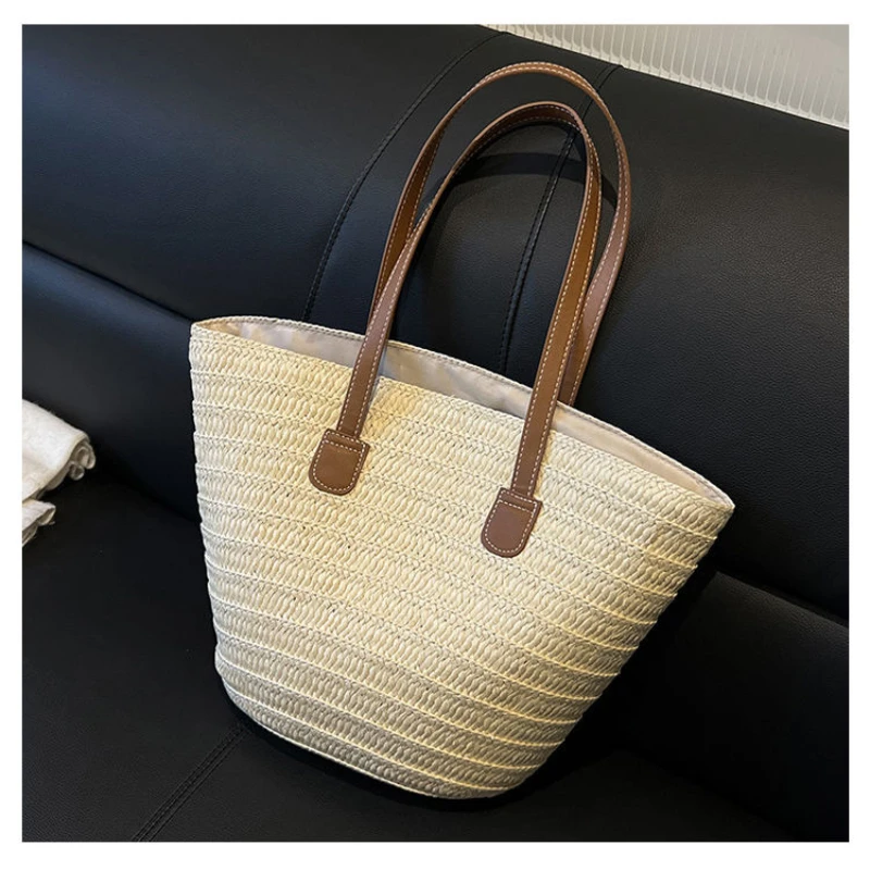 

Grass Woven Bag for Women With Large Capacity 2023 New Vacation Beach Grass Woven Bucket Bag for Commuting Tote Bag