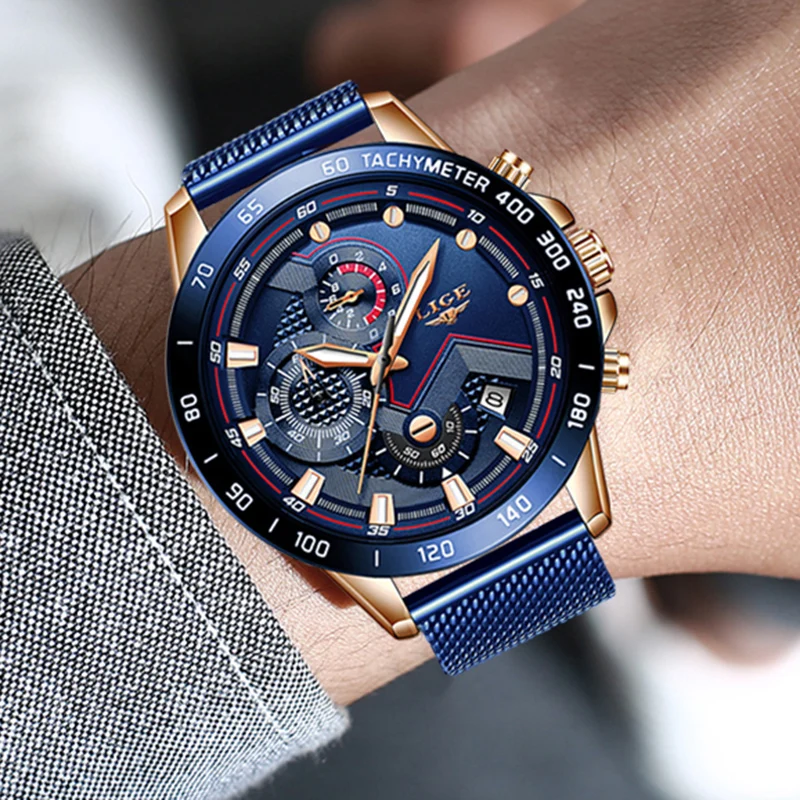 Top Brand LIGE Luxury Original Sports Wrist Watch For Men Quartz Steel Waterproof  Fashion Watches Relogio Masculino Wristwatch