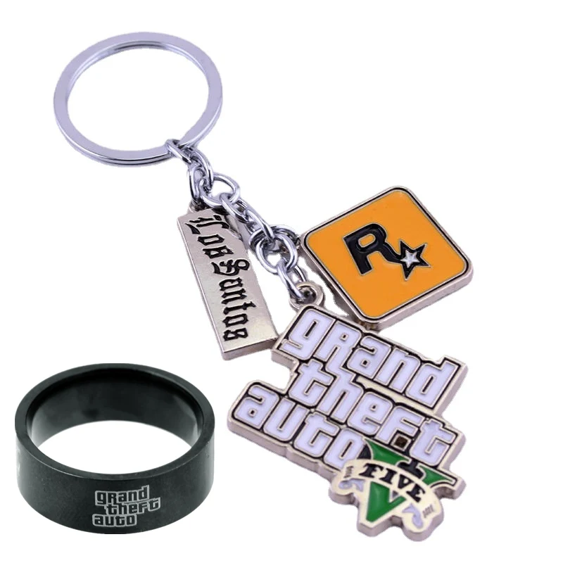 Gioco Gta V Grand Theft Auto 5 Portachiavi Anelli Ps4 Xbox Pc Keyfob Per I Fan Portachiavi Auto Titolare Llaveros