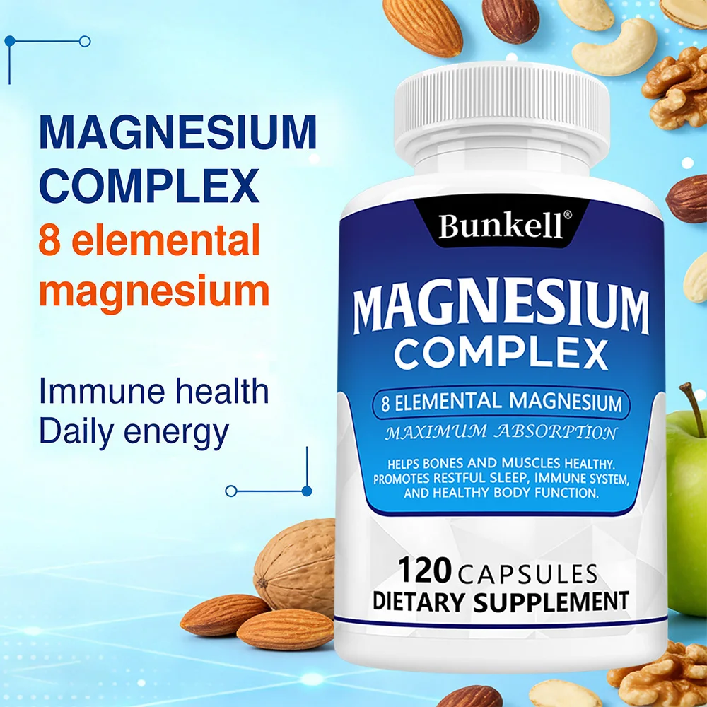 Magnesium Complex 120 Capsules - Bone, Muscle & Heart Health Supplement, Sleep Support,Muscle Relaxation,Stress & Anxiety Relief