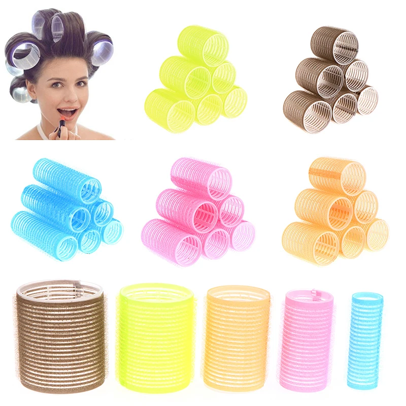 

6Pcs 3 Size Hairdressing Home Use DIY Magic Large Self-Adhesive Hair Rollers Styling Roller Roll Curler Hair Beauty Curly Tools