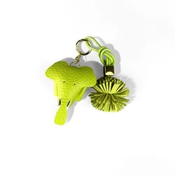 Green PU Leather Sunflower Keychain & Pouch Set - Versatile Coin Purse, Earphone Holder, Cable Organizer & Bag Accessory Gift (Flower Ball)