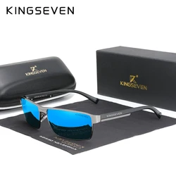 KINGSEVEN Photochromic Polarized Pilot Sunglasses (Gun Blue)