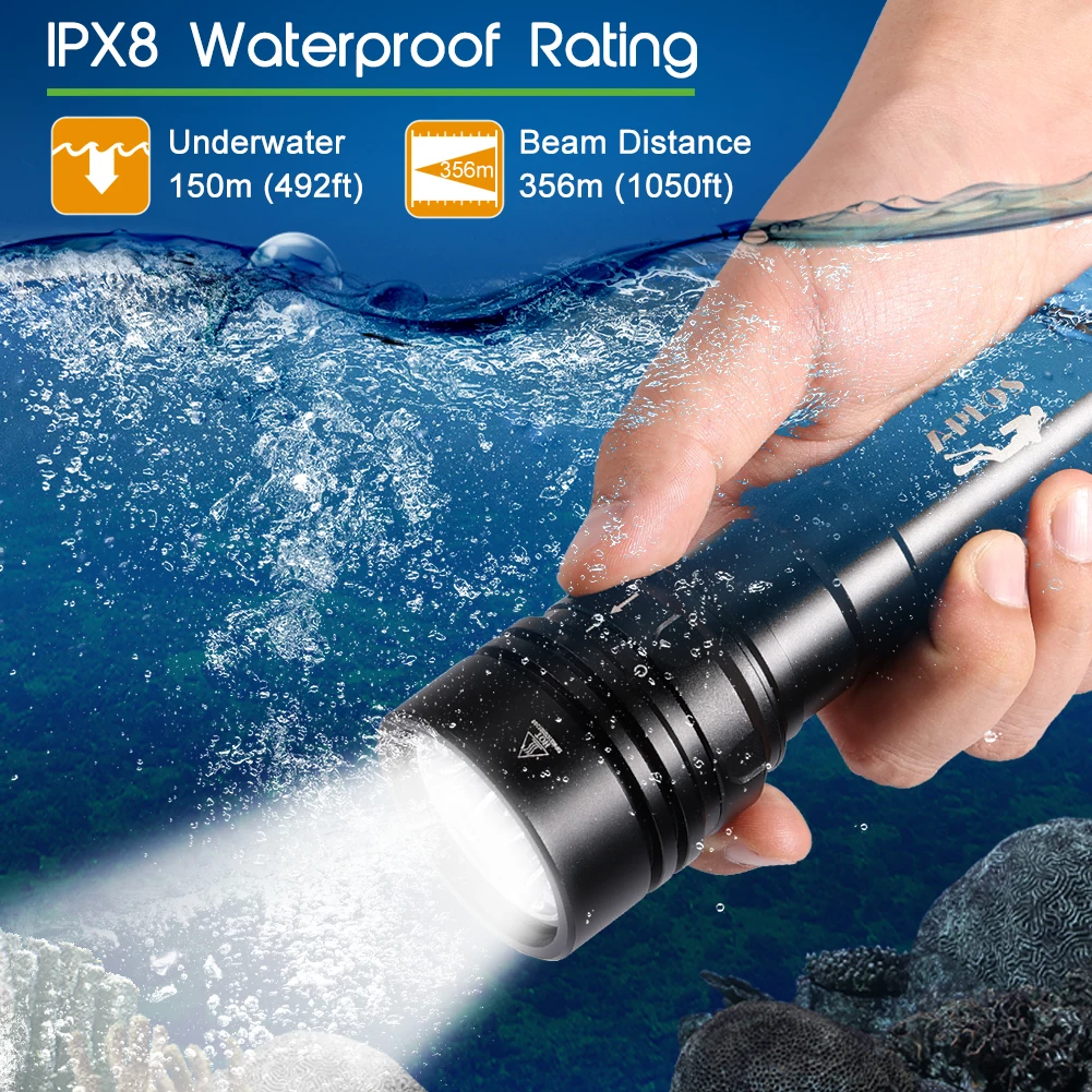 aplos 水中ライト APLOS AP01 1050 Lumen Diving Flashlight, XM-L2 5000k LED