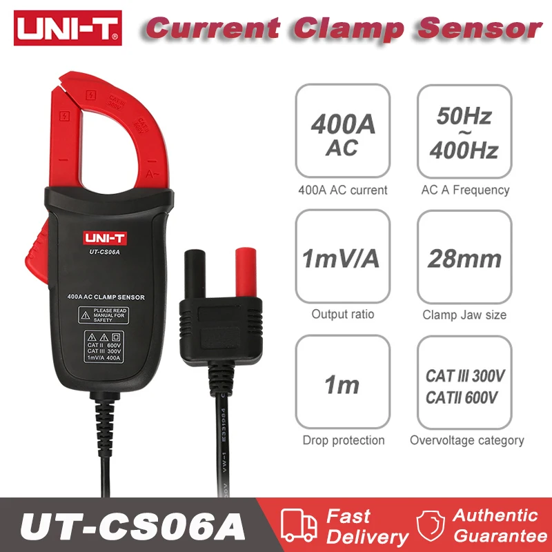 

UNI-T UT-CS06A датчик переменного тока 400A измерительные щипцы тока подходит для UT61E + UT139C UT196 мультиметров