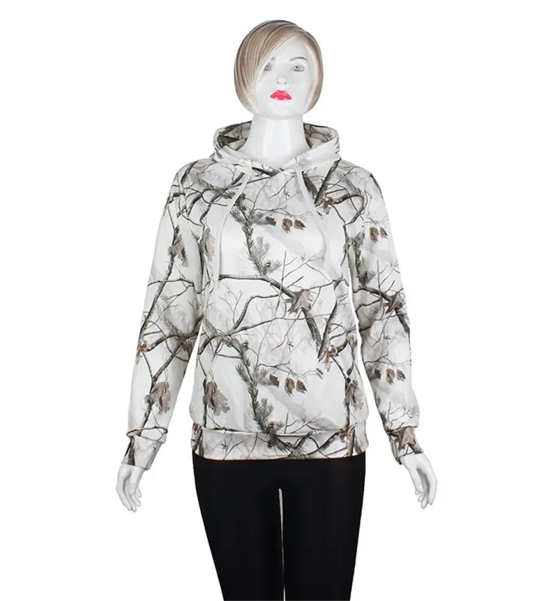 Man or Women Hoodies Tree 3D Digital Printing Sweatshirt Snow White pine camouflage Camping Hunting Coats Jackets