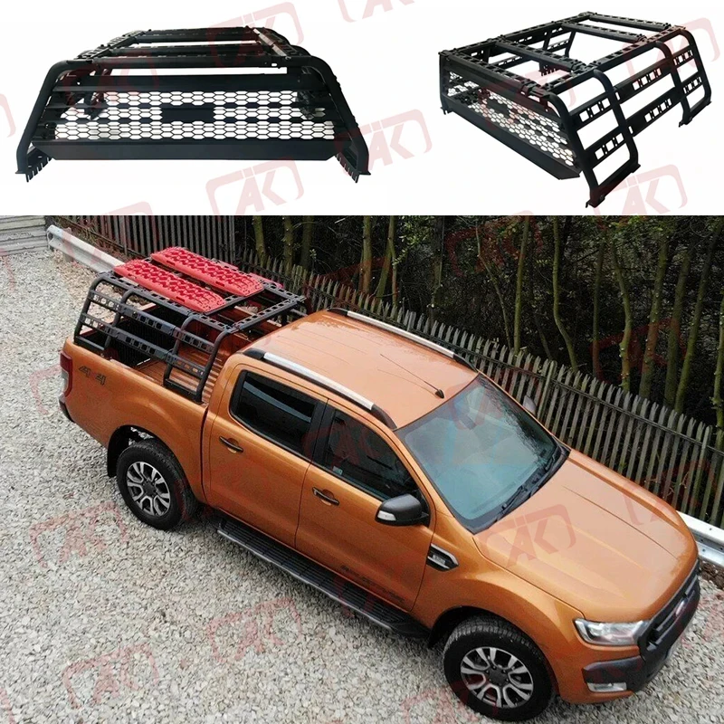 유니버설 조절식 튜브형 사다리 랙 다기능 스틸 케이지 루프 랙 (4x4 픽업 레인저 힐룩스 NP300 용)