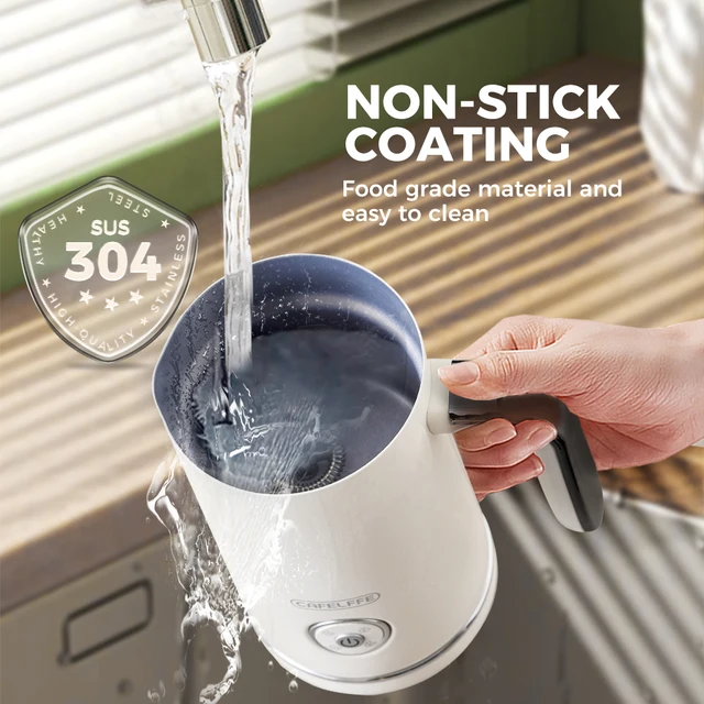 Cafelffe 4in1 Montalatte Elettrico Schiuma Schiuma Mixer per Cioccolato Freddo/Hot Latte Cappuccino Riscaldatore Automatico per Schiuma di Latte Scaldino 3