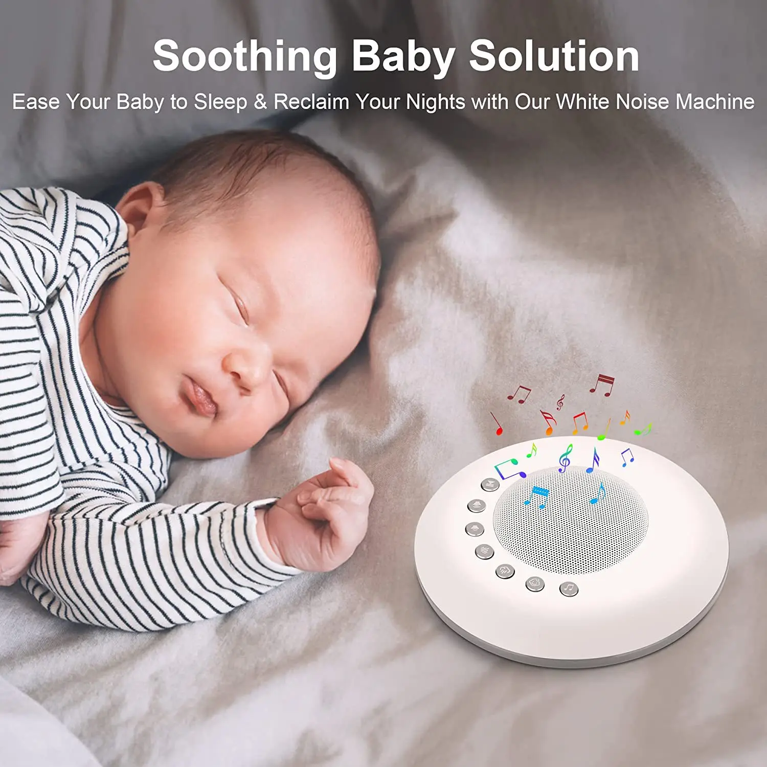 White Noise Sound Machine,28 Soothing Natural Sounds 32 Level Volume 3  Timer Memory Function,Rechargeable Battery,Sleep Sound Machine for Baby  Kids