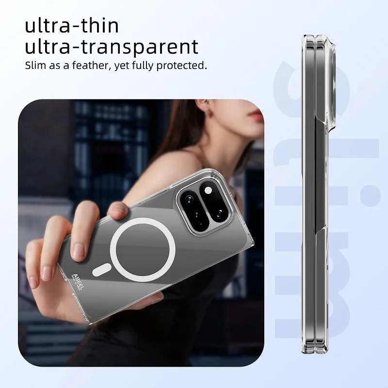 Ultra-Durable Magnetic Clear Back Case - Crystal Clear Protection Cover