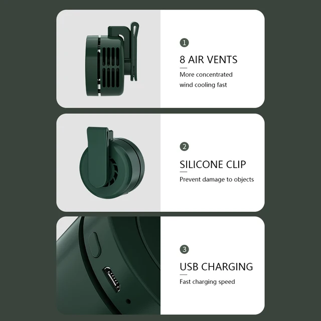 Mini Sports Rajongó 3 Sebességű Állítható Nyári Hűtőventilátor Usb Újratölthető Kényelmes 850Mah Leveless Camping Túrázási Halászathoz - Image 5