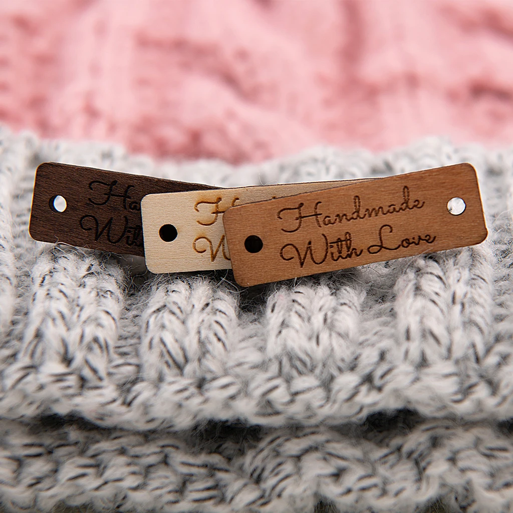 Rectangular Wooden Label, Wooden Buttons, Personalized,Wood Name Tag, Gift Tags, Laser Engraved, DIY Wood Craft