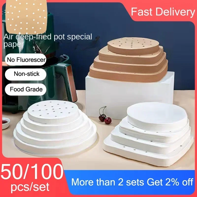 Air Fryer Disposable Oil Paper Liners Wood Pulp Oil Paper Sheets 6 7 8 9 inch 15CM 18CM 20CM 23CM