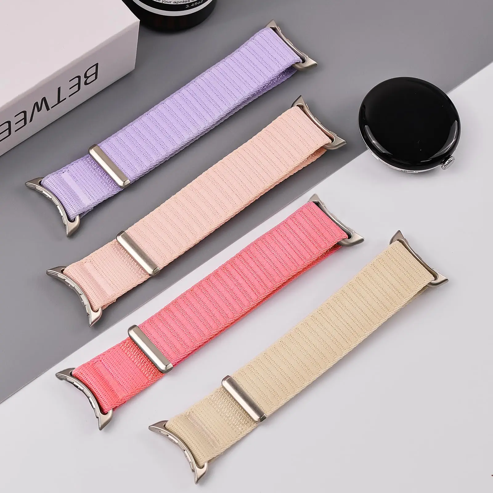 Nylon Loop Strap with Metal Links - Premium Replacement Smartwatch Bracelet