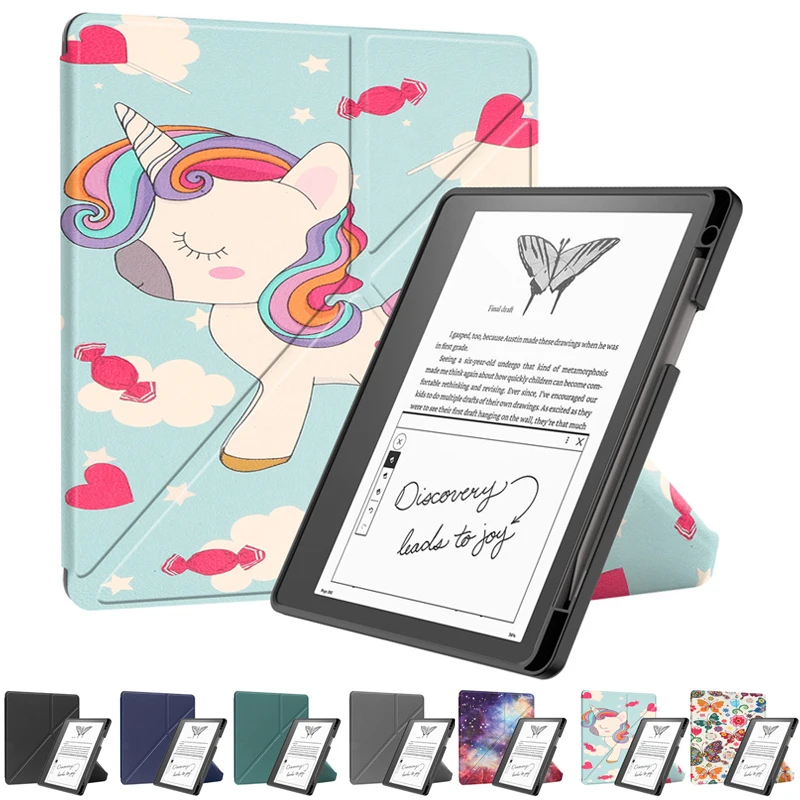 Per Kindle Scribe Case 10.2 Pollici Cute Unicorn Painted Multi-Folding Stand E-Book Smart Cover Per Funda Kindle Scribe 2022 Cover