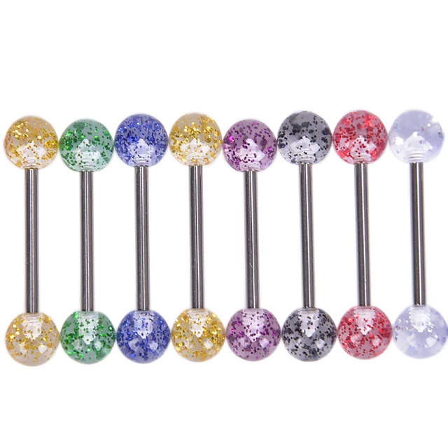 6PCS Shimmering Acrylic Tongue and Nipple Barbell Set