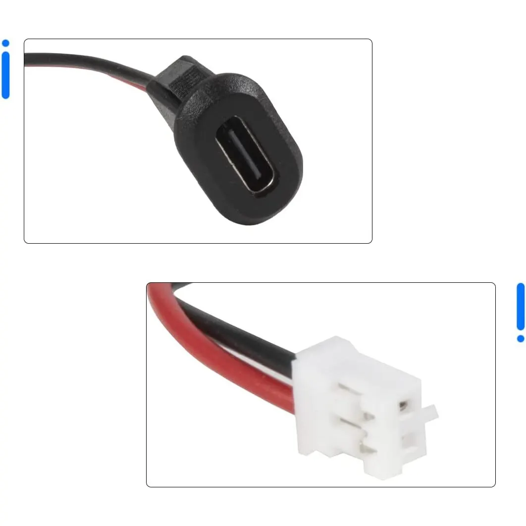 Description Picture 4 of item5pcs USB Connector Type-C Female with PH 2.0 Terminal 3A High Current Fast Type C Charging Jack Port With Snap Groove Buckle