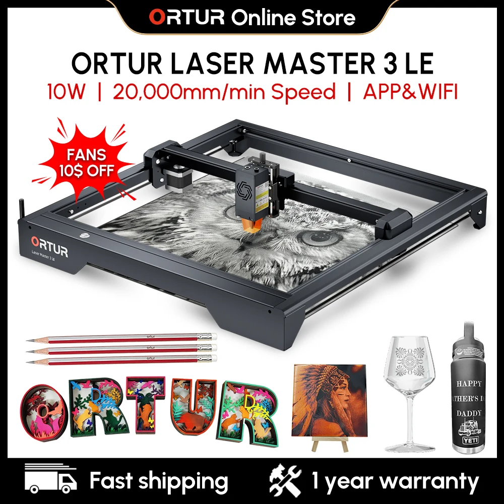 Ortur Laser Master 3 10W Laser Engraver 20000mm/min Engraving Speed