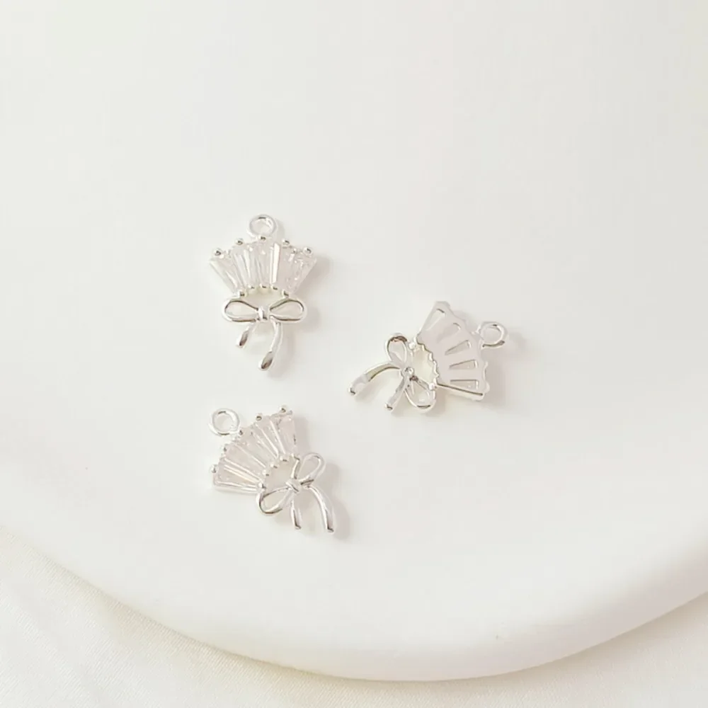 은색 지르콘 크리스탈 물방울 드레스, 곰 모양 지갑, 하트 펜던트, DIY 팔찌 보석 펜던트