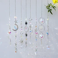 Crystal Wind Chime Moon Sun Catcher Diamond Prisms Pendant Dream Catcher Rainbow Chaser Hanging Drop Home Garden Decor Windchime 2