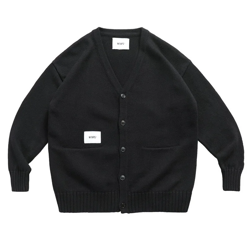 WTAPS 남성용 가을 겨울 스웨터 가디건, 일본 하라주쿠 스타일, 루즈 캐주얼 니트 카디건, 스웨터 재킷, 트렌드 브랜드