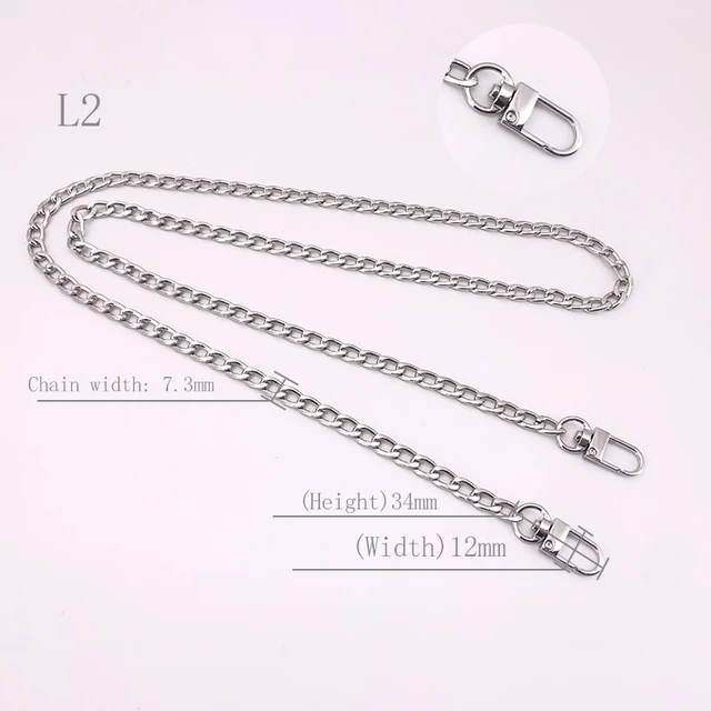 Multicolor Bag Chain Accessories Gold Women's Shoulder Bag Chain Metal Bag Chain Strap Crossbody Bag Parts Belt Chain for bags L02-Bright silver